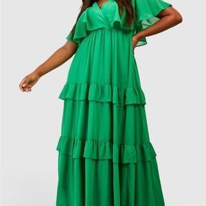 Boohoo Vibrant Green Layered Maxi Dress